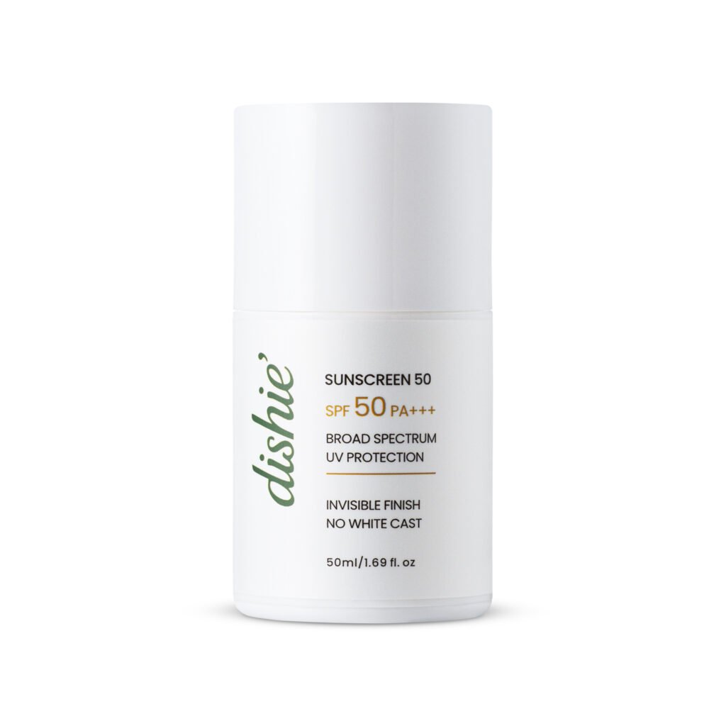 SPF 50 PA++++ sunscreen with invisible finish and no white cast