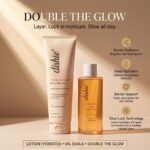 dishie’ Double the Glow Body Care Duo featuring Glow Elixir Multi-Oil Body Lotion 300ml and She Did Glow Body Oil 100ml for soft, hydrated, glowing skin.