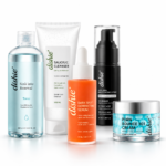 dishie’ Hyperpigmentation & Dark Spot Care Set featuring salicylic face cleanser, hyaluronic toner, dark spot correcting serum, AHA BHA moisturizing lotion and PDRN Bounce Cream 101.